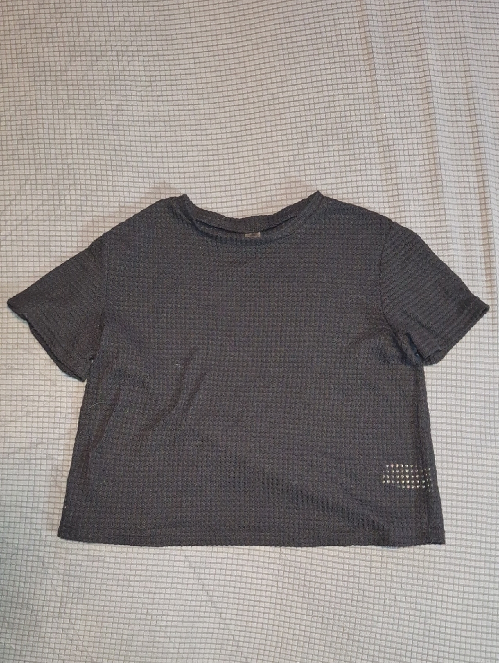SHEIN Charcoal Textured Short-Sleeve Boxy Tee